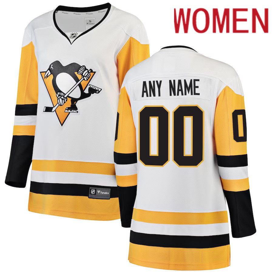 Women Pittsburgh Penguins Fanatics Branded White Away Breakaway Custom NHL Jersey